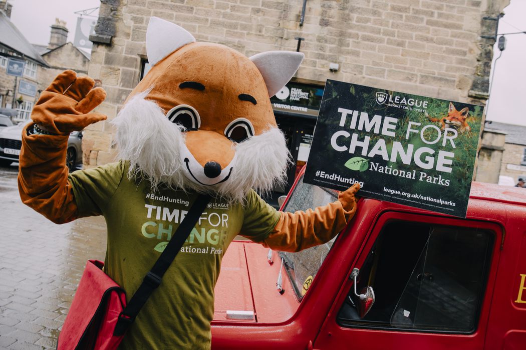 League campaigner in fox costume